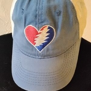 Blue and White Heart Embroidered Cap